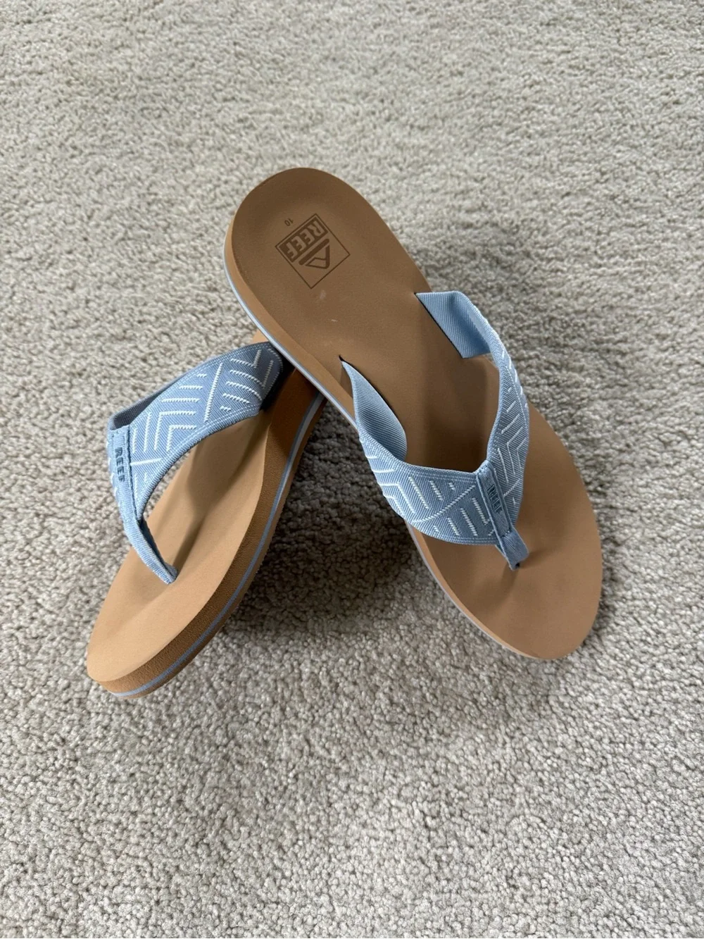 Reef Womens Light Blue Flip Flop Sandals Spring Woven Cushion Comfort Size 10